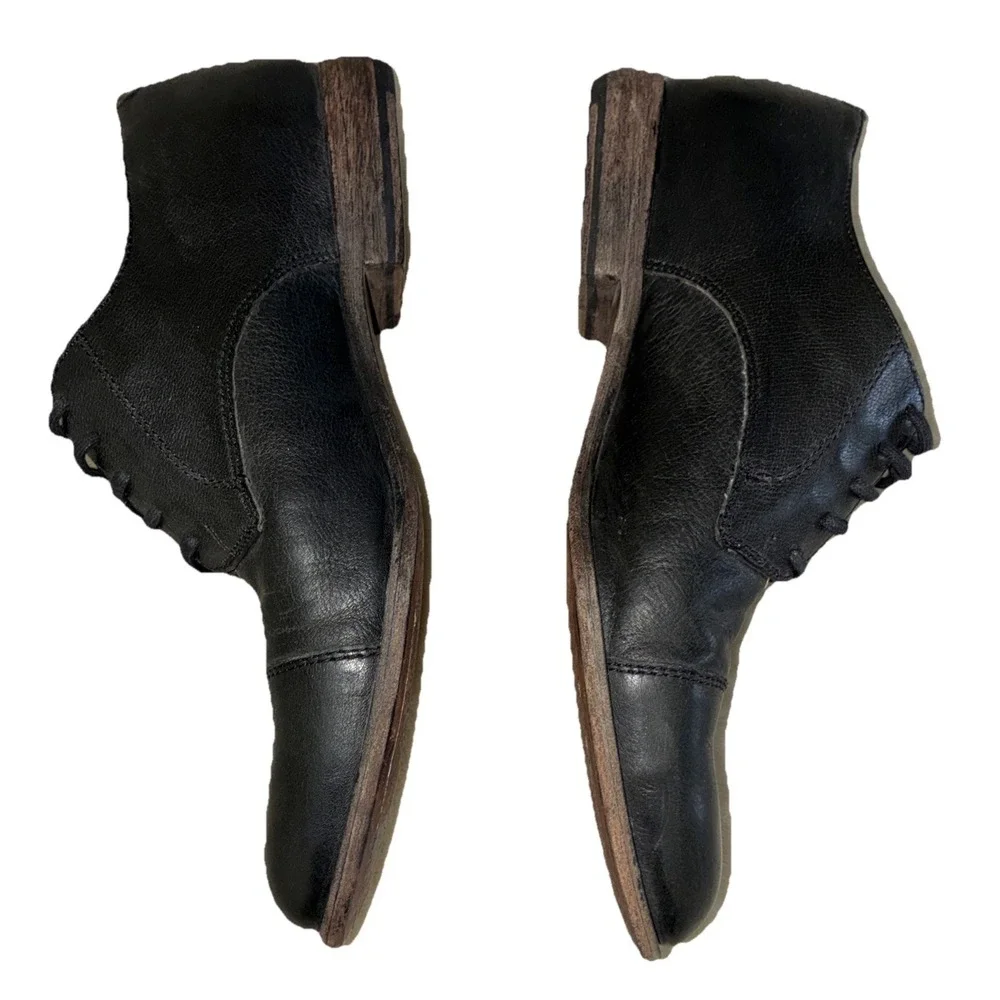 Frye Harvey Shoes‎ Men's 9 D Black Leather Cap Toe Oxford Dress Lace Up